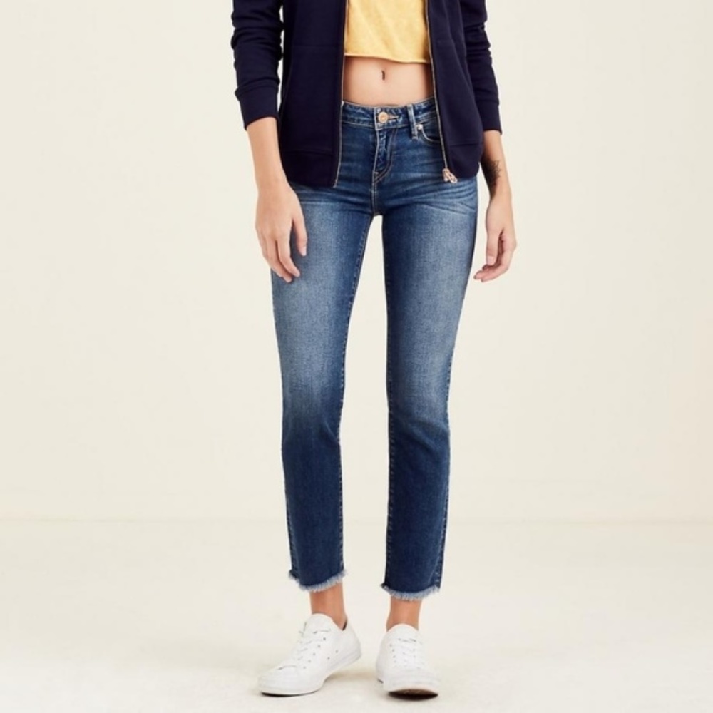 True Religion Sara Cigarette Fray Jeans 28